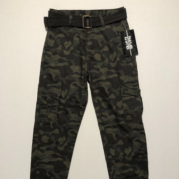 NWT Quad Seven Kids Size 10 Camouflage Belted Cargo Style Pants - Picture 1 of 7